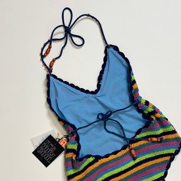NWT!! FREE PEOPLE It's Now Cool the Crochet Tie One Piece Swimsuit Medium Large - Picture 10 of 16